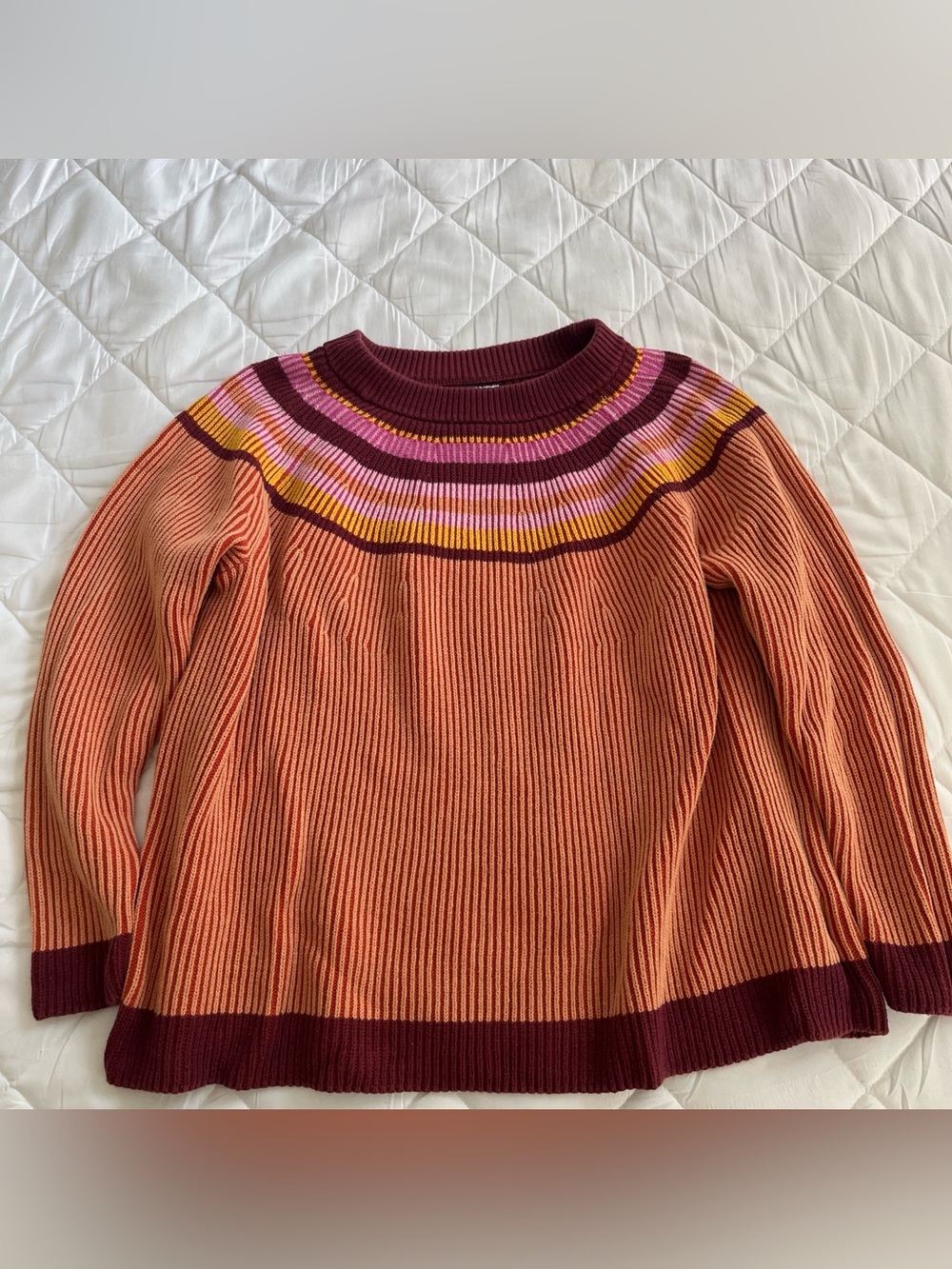 Lands' End Rust Ribbed Crewneck Sweater
